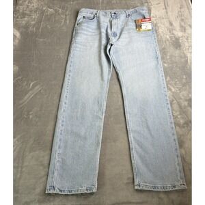 Wrangler Jeans Mens 36x32 Light Blue Wash Straight Leg Regular Fit Western Denim